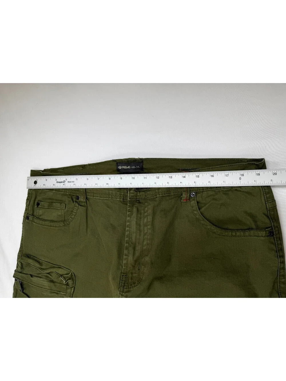 Preme Men's Jeans Straight Mid Rise Denim Cargo Pocket Solid Size 40 Green